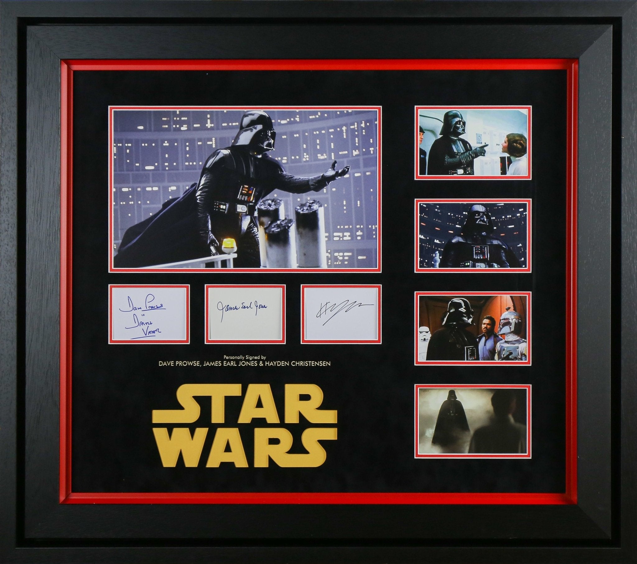 Triple Signed Star Wars Whitecard Framed Display - Memorabilia Framers Shop